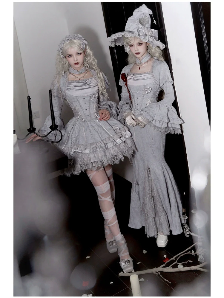 With PUJI - Letter and Poetry · Twilight - Gothic Witch Lolita SK Suit Bodice Mermaid Dress - Image 7