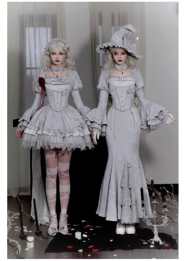 With PUJI - Letter and Poetry · Twilight - Gothic Witch Lolita SK Suit Bodice Mermaid Dress - Image 8
