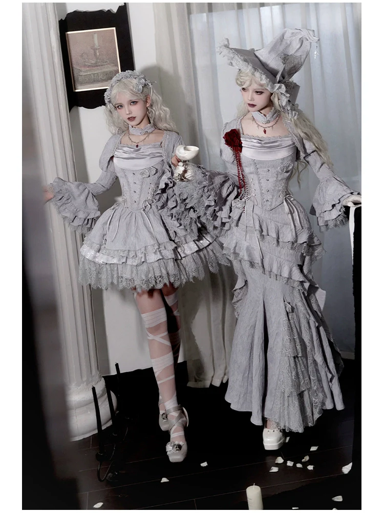 With PUJI - Letter and Poetry · Twilight - Gothic Witch Lolita SK Suit Bodice Mermaid Dress - Image 9