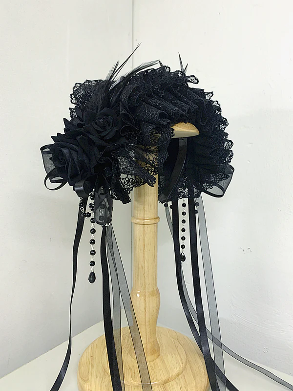 Sweet Jelly Lolita - GothicLolita Headdress Lace Headband with Delicate Florals - Image 4