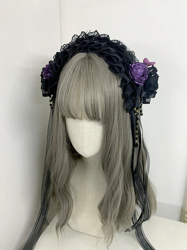 Sweet Jelly Lolita - GothicLolita Headdress Lace Headband with Delicate Florals - Image 7