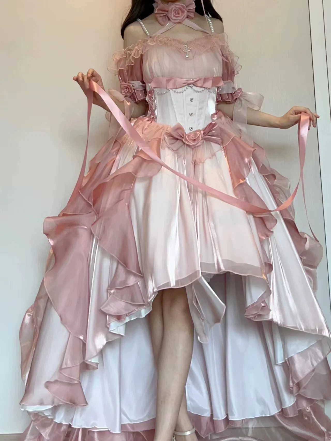 Meowing and fruity - Midsummer Dream - Gradient Color Wedding Lolita JSK Dress Set, Fishbone Waist - Image 3