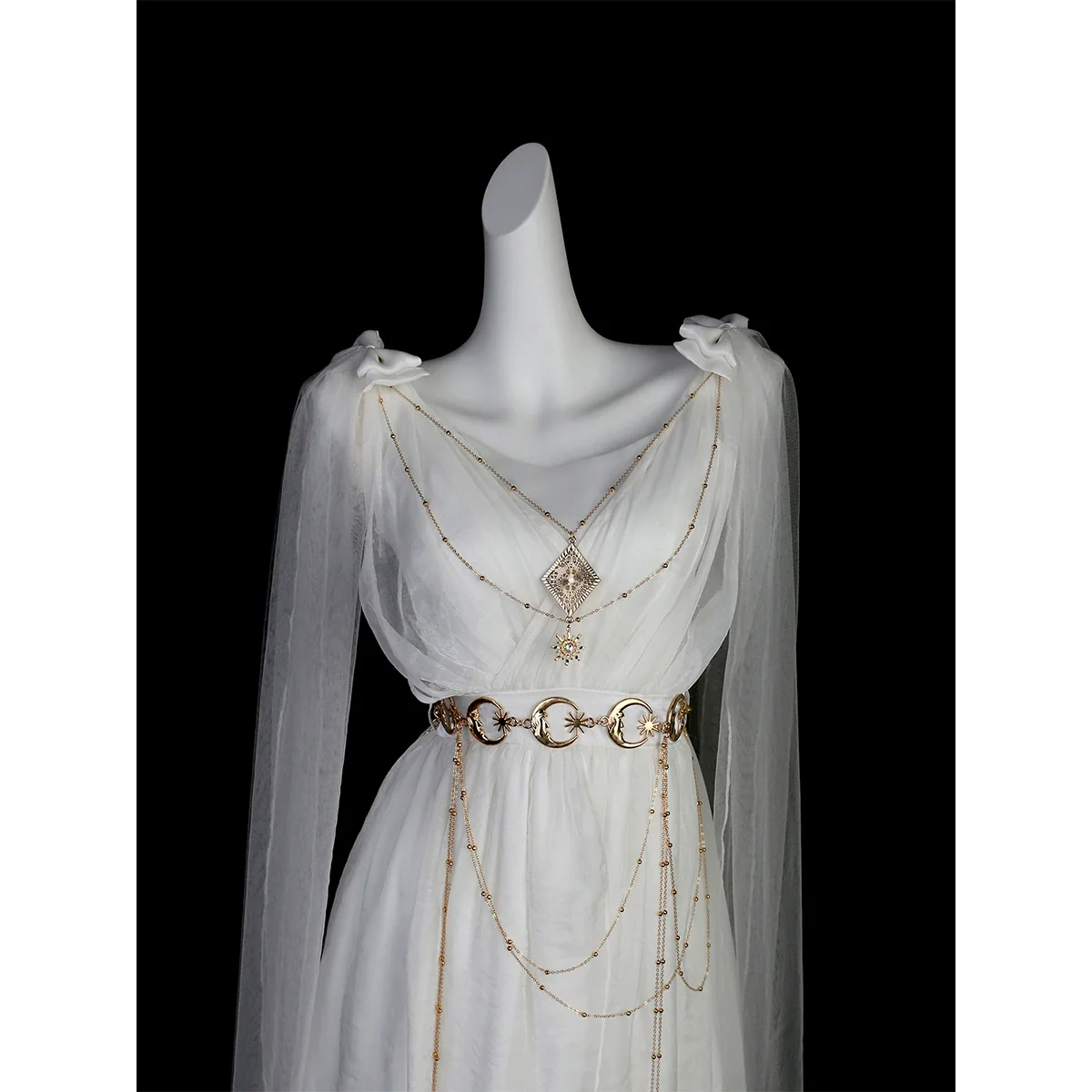 Divine - Elegant Greek Mythology Style Lolita JSK Irregular Hem White JSK Dress - Image 4