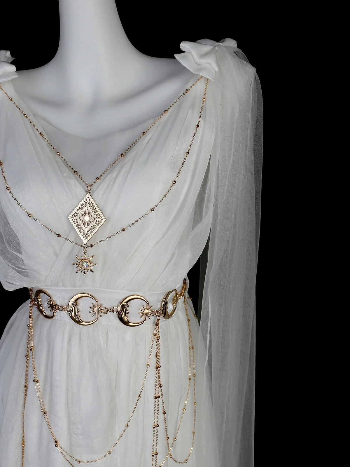 Divine - Elegant Greek Mythology Style Lolita JSK Irregular Hem White JSK Dress - Image 9