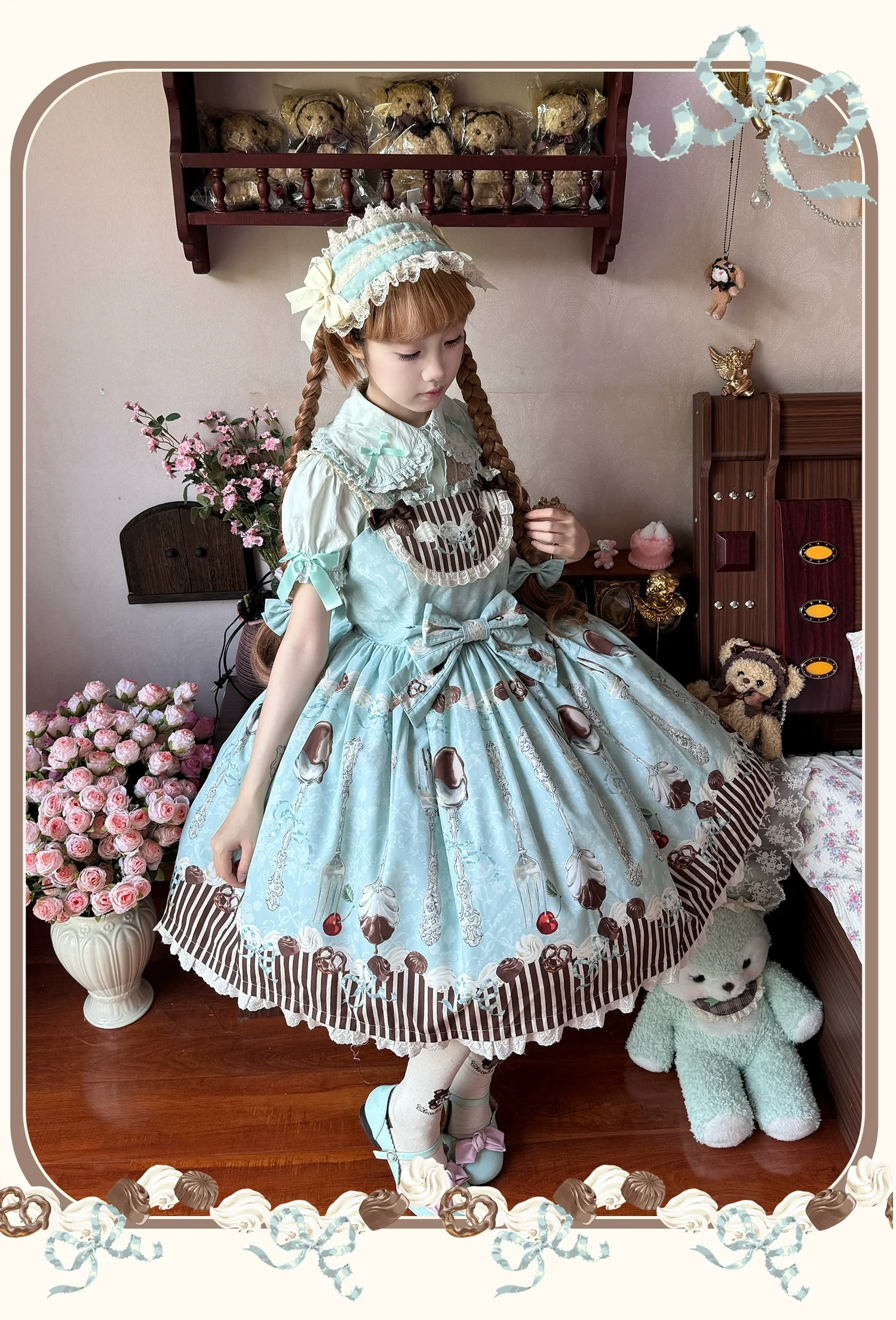 Sweet Dream Sheep - Sweet Dessert - Green Lolita Jumper Dress Lolita Headwear - Image 14
