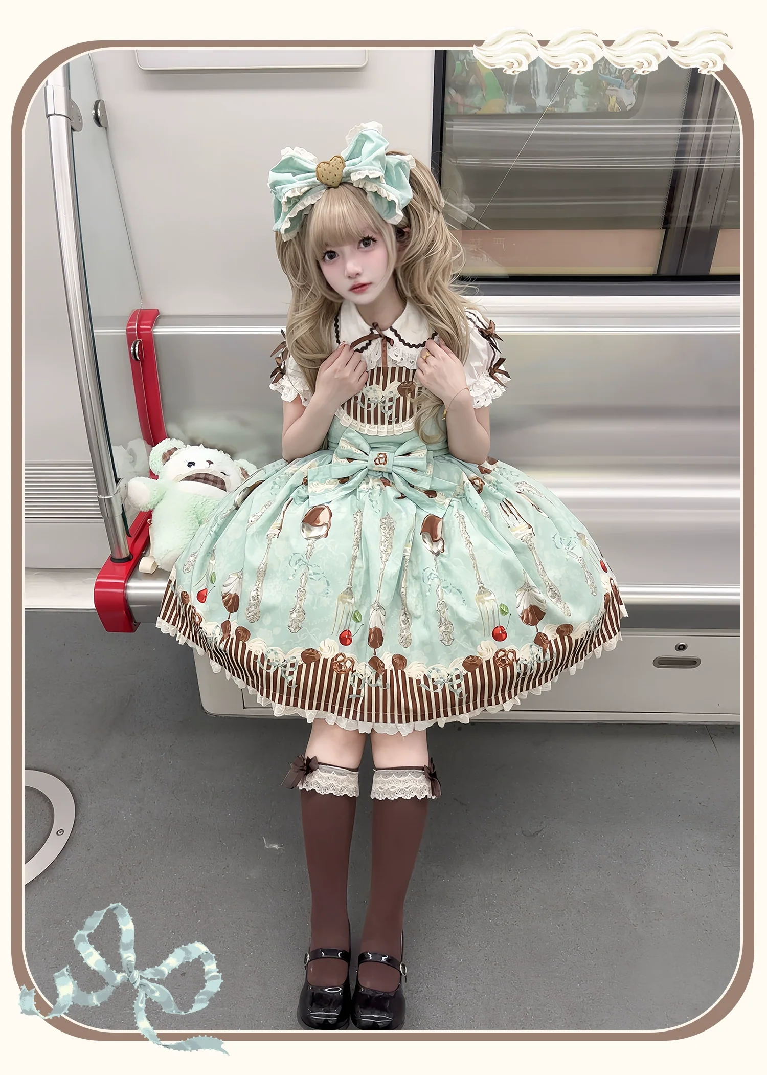 Sweet Dream Sheep - Sweet Dessert - Green Lolita Jumper Dress Lolita Headwear - Image 16