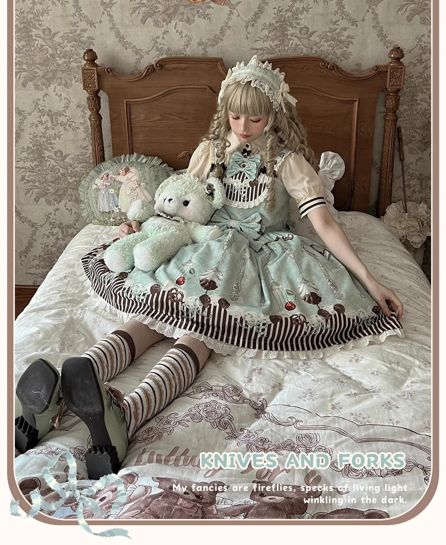 Sweet Dream Sheep - Sweet Dessert - Green Lolita Jumper Dress Lolita Headwear - Image 17