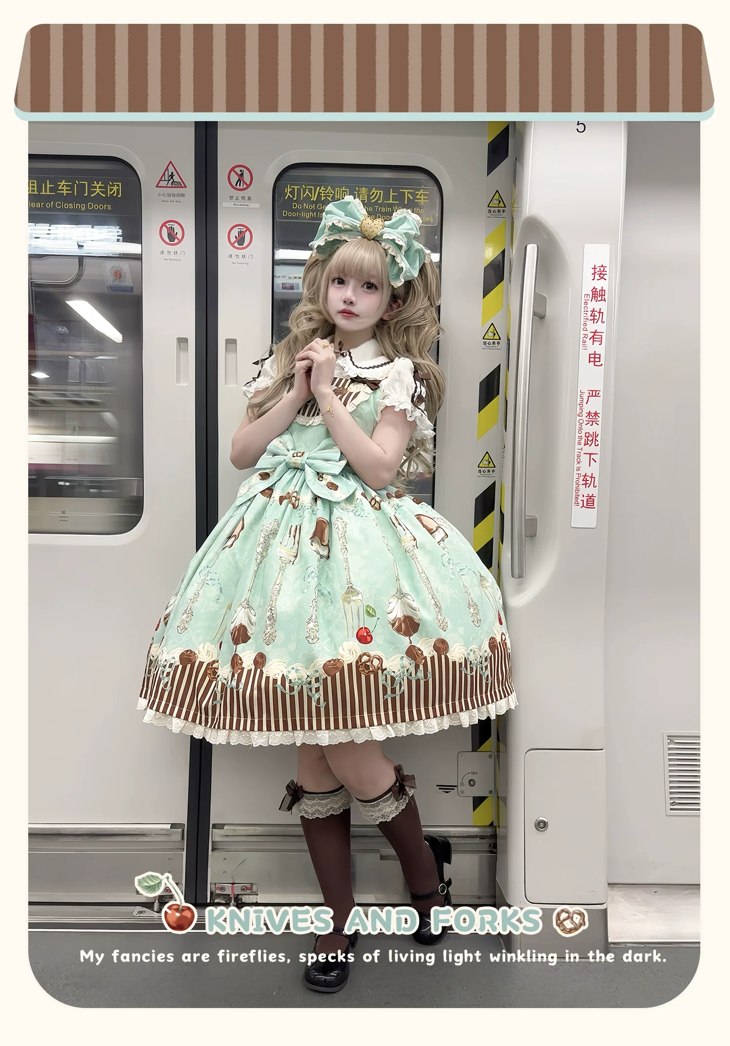 Sweet Dream Sheep - Sweet Dessert - Green Lolita Jumper Dress Lolita Headwear - Image 4