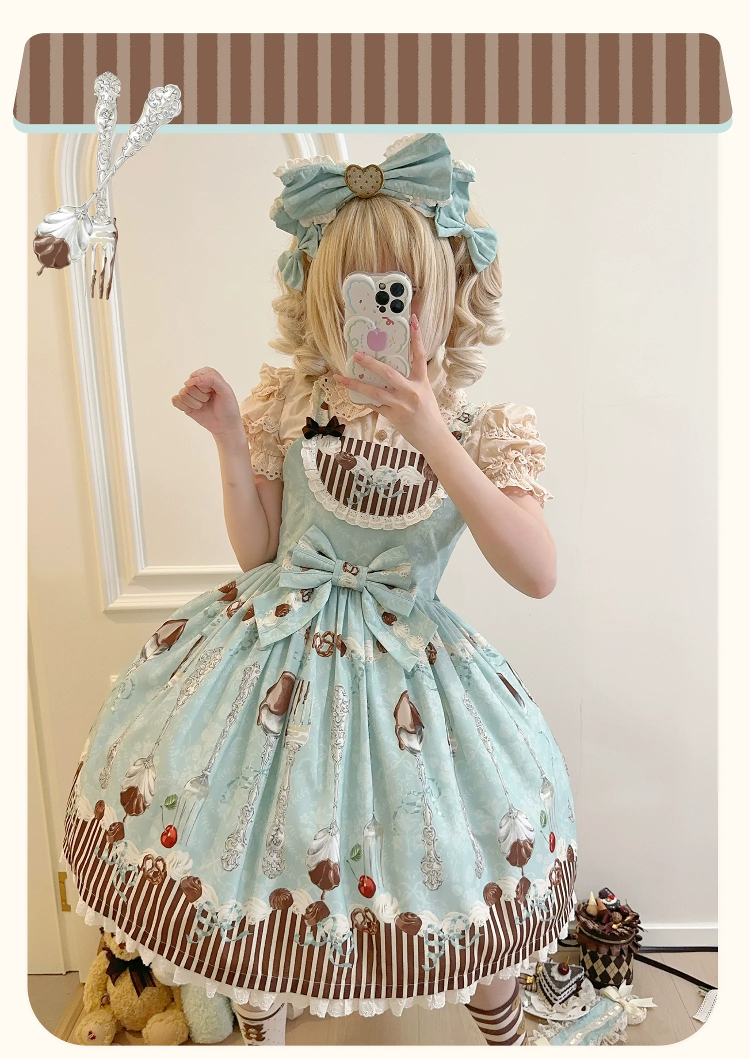 Sweet Dream Sheep - Sweet Dessert - Green Lolita Jumper Dress Lolita Headwear - Image 9