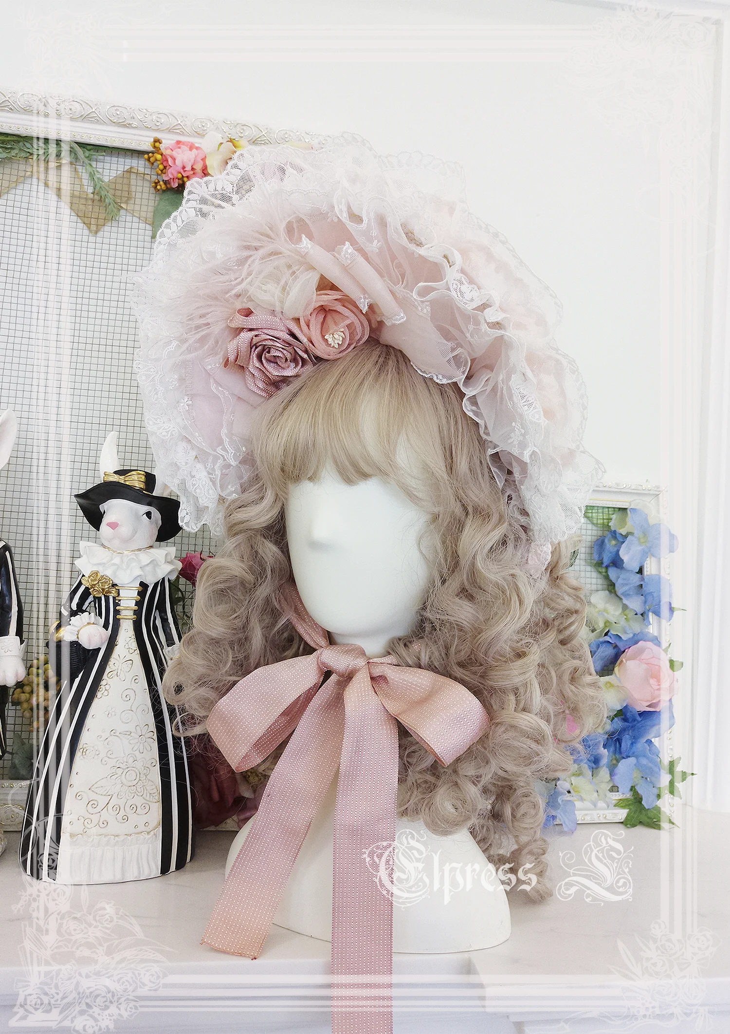 Christmas Flower Hairpins Lolita Mesh Veil KC Bonnet - Image 13