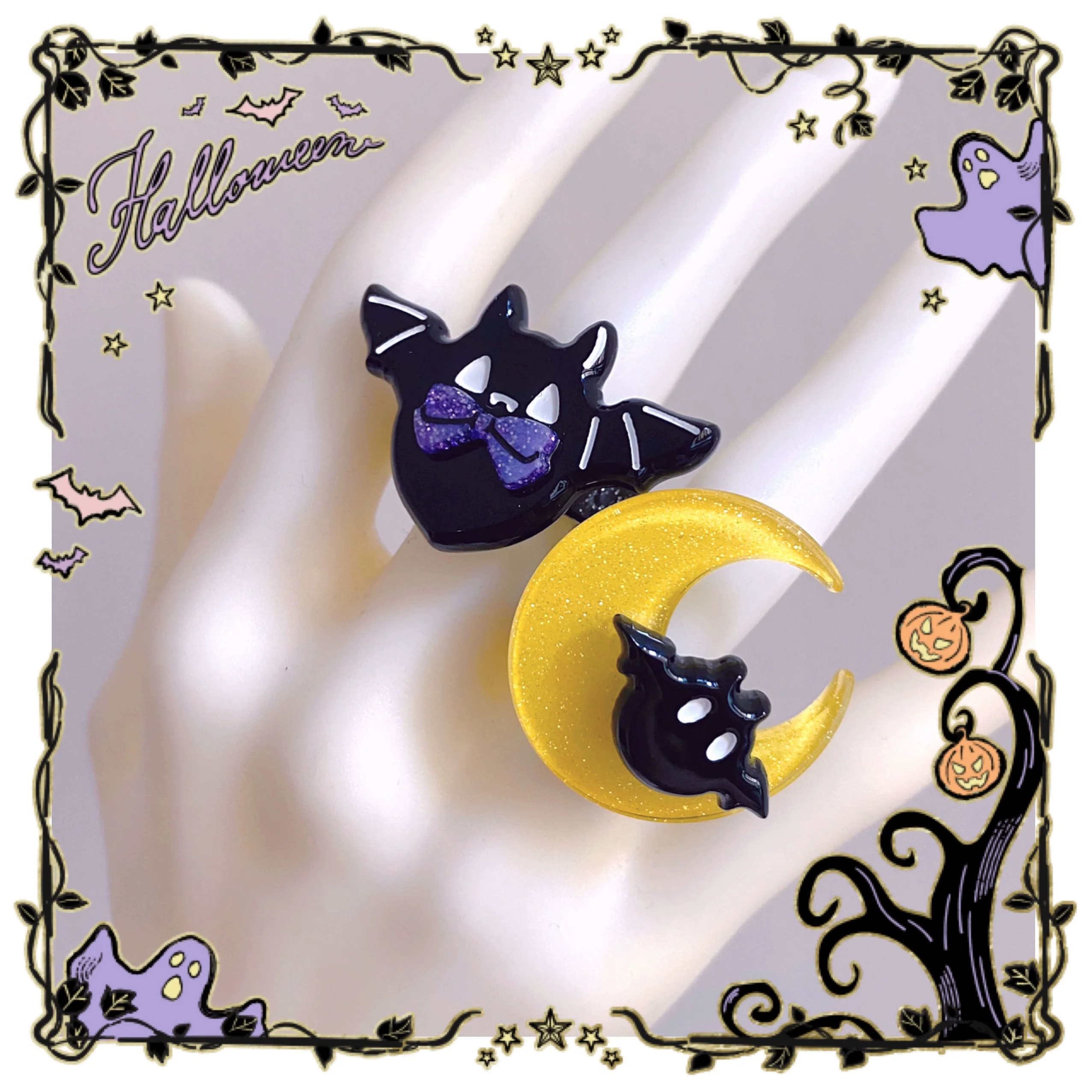 Chubby Bat - Halloween Colorful Beads Lolita Necklace, Bat Accents - Image 3