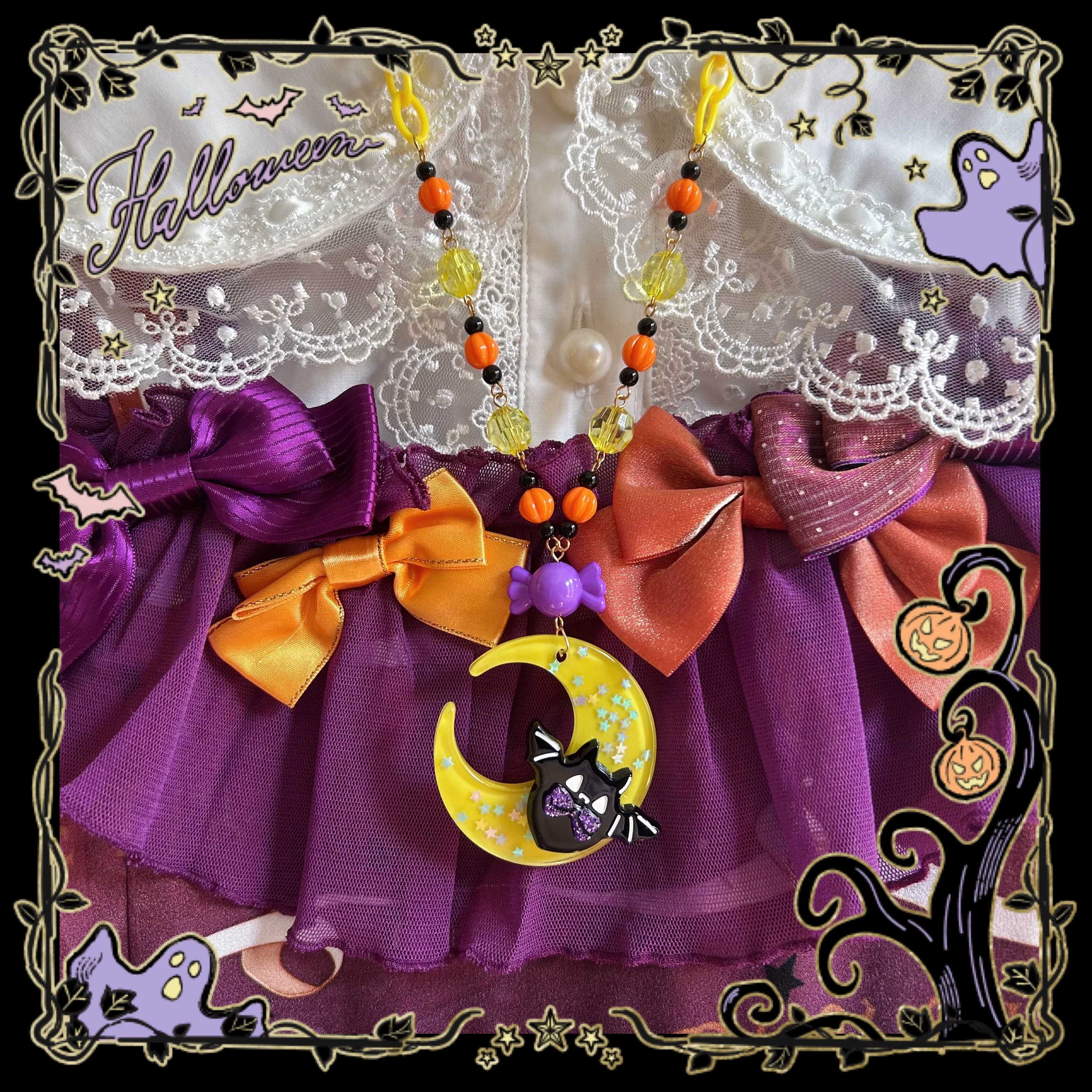 Chubby Bat - Halloween Colorful Beads Lolita Necklace, Bat Accents - Image 8