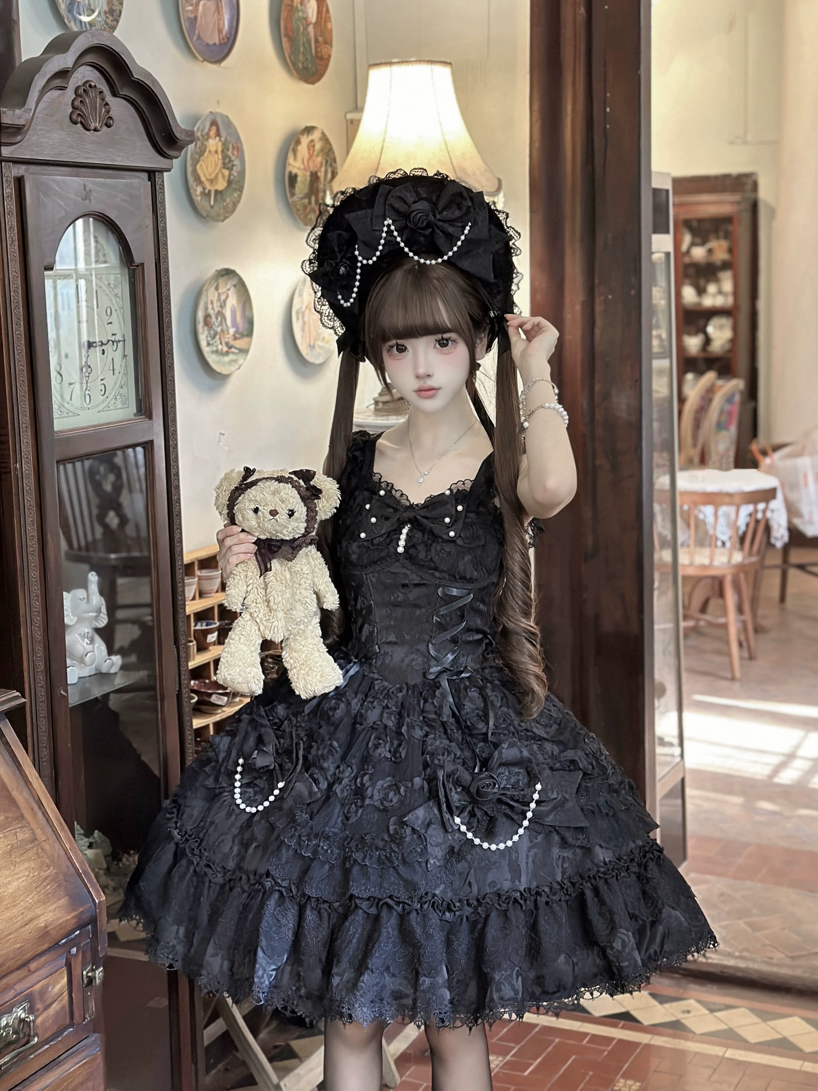 Rose Princess - Halloween Gothic Lolita JSK, Sheer Rose Dress - Image 15