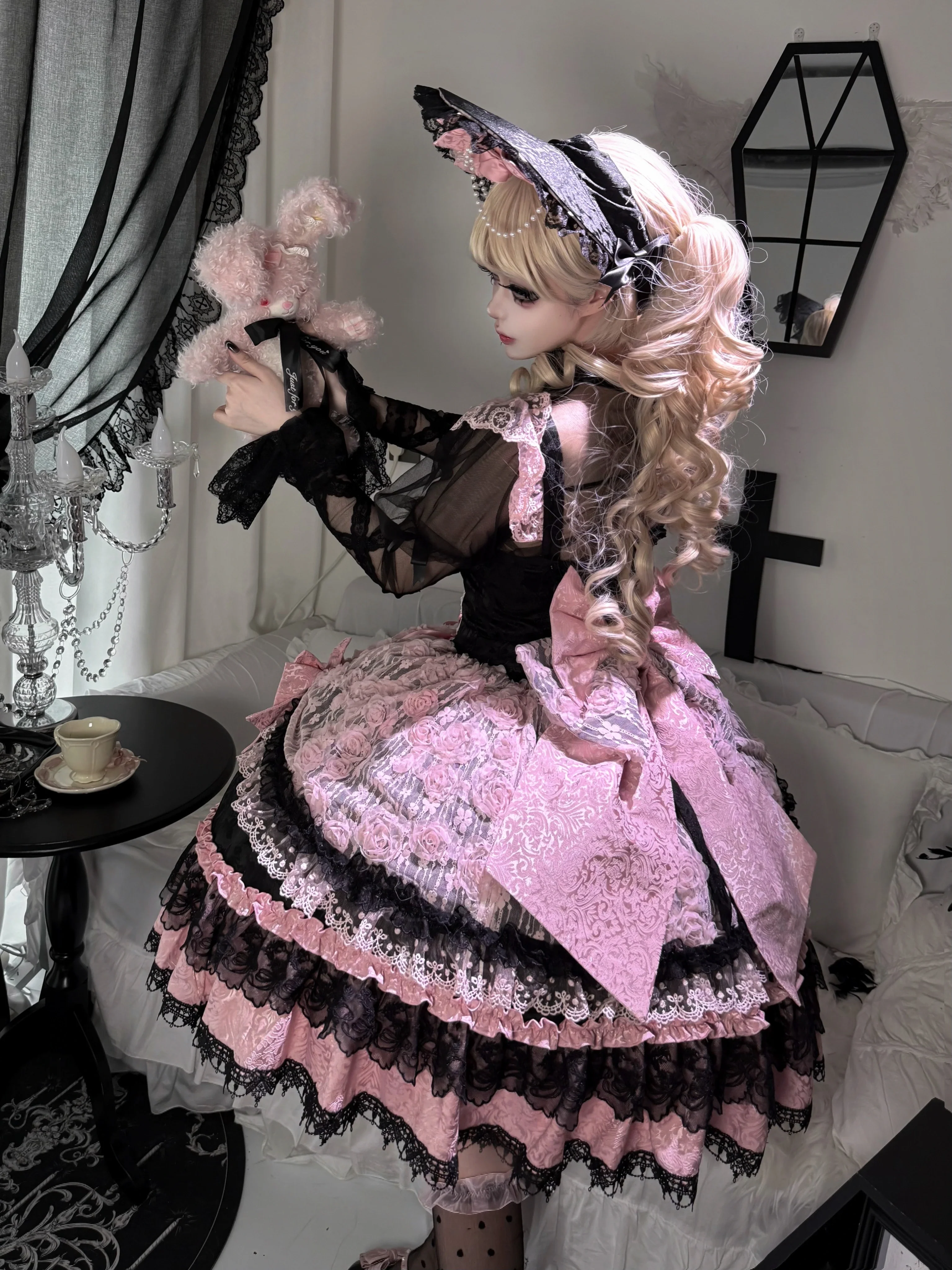 Rose Princess - Halloween Gothic Lolita JSK, Sheer Rose Dress - Image 3