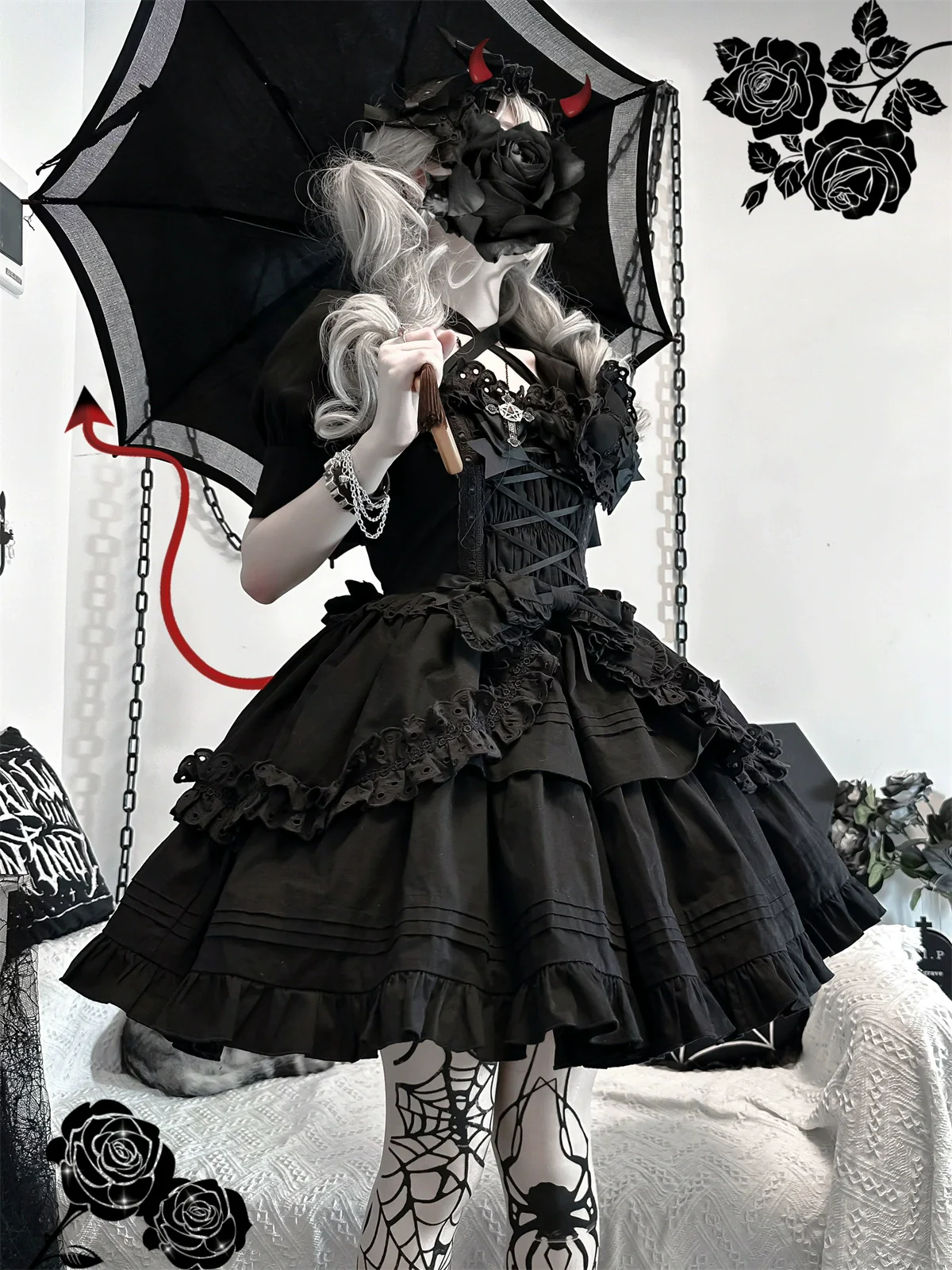 Halloween Gothic Lolita JSK Short Lolita Jumper Dress - Image 34