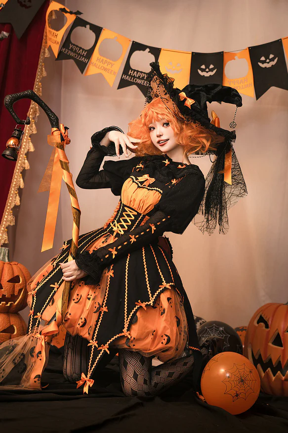 Lemon Honey - Halloween Gothic Lolita Jumper Dress, Pumpkin-inspired Dress - Image 13