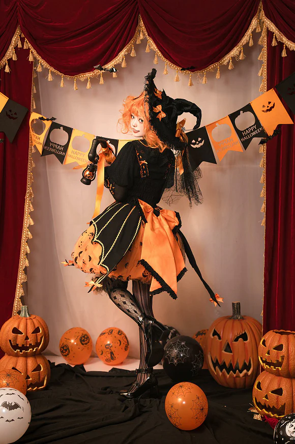 Lemon Honey - Halloween Gothic Lolita Jumper Dress, Pumpkin-inspired Dress - Image 8