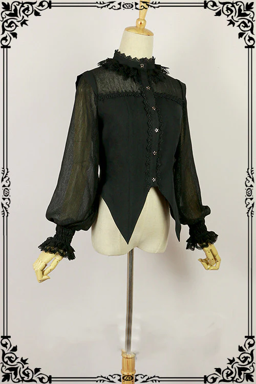Halloween Lolita Shirt Gothic Bat Collar - Image 3