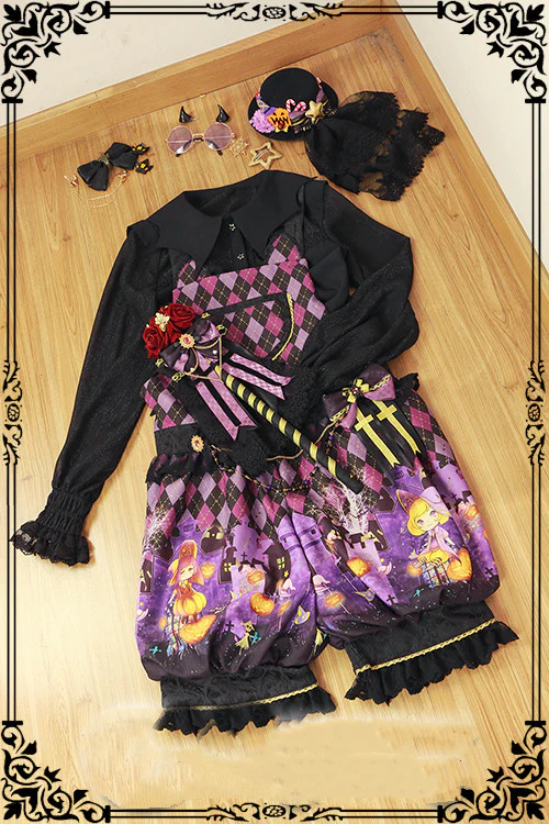 Halloween Lolita Shirt Gothic Bat Collar - Image 6