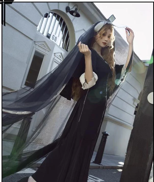 Night Cathedral - Halloween Nun Lolita OP Suit Gothic Dress Set - Image 15