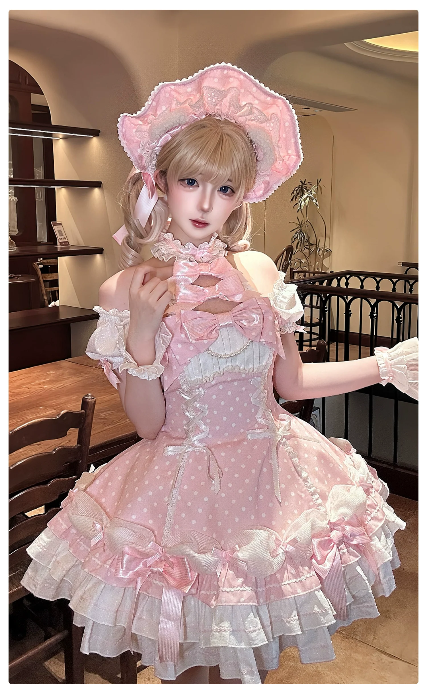 Alice Girl - Old School Polka Dots - Halter Neck Sweet Lolita OP Dress - Image 11