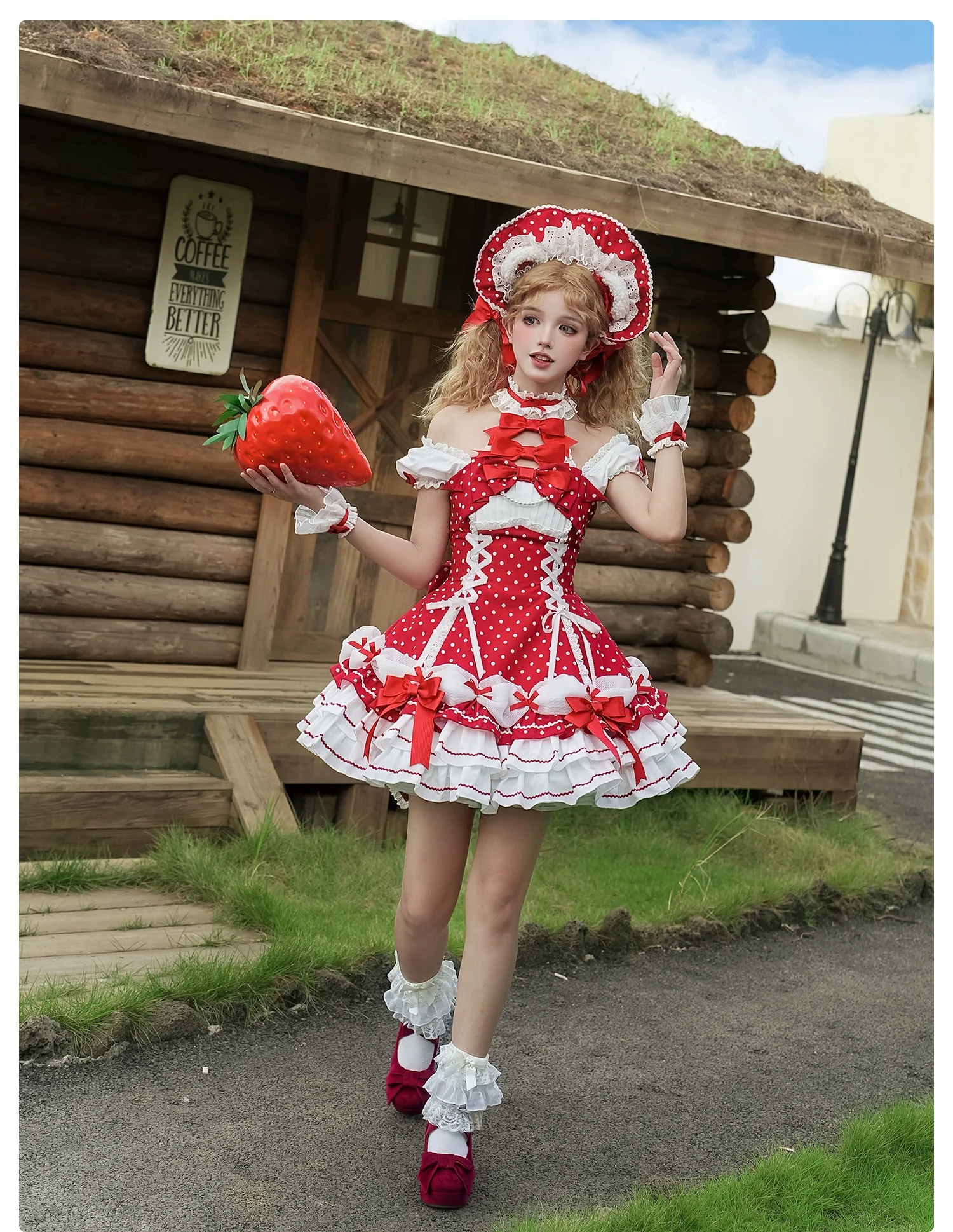 Alice Girl - Old School Polka Dots - Halter Neck Sweet Lolita OP Dress - Image 19