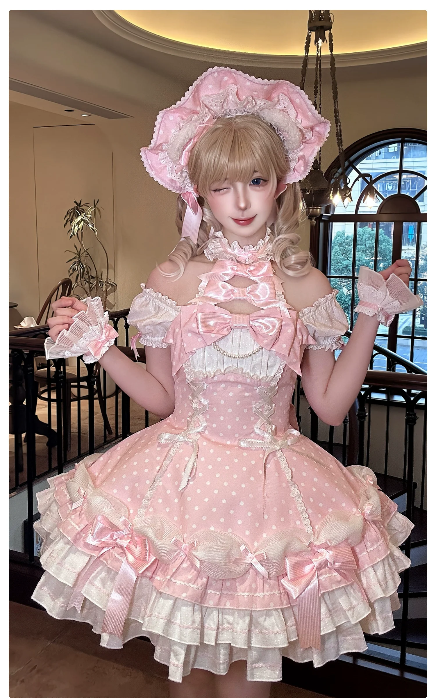 Alice Girl - Old School Polka Dots - Halter Neck Sweet Lolita OP Dress - Image 2