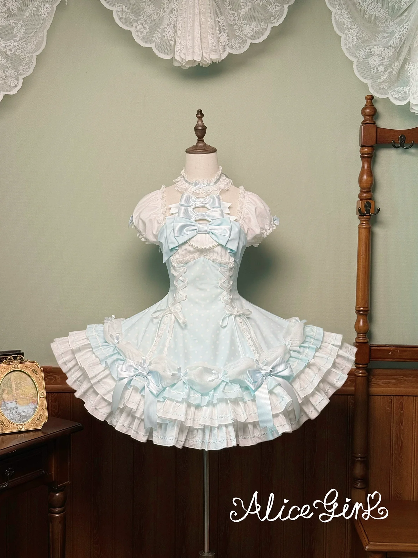 Alice Girl - Old School Polka Dots - Halter Neck Sweet Lolita OP Dress - Image 29