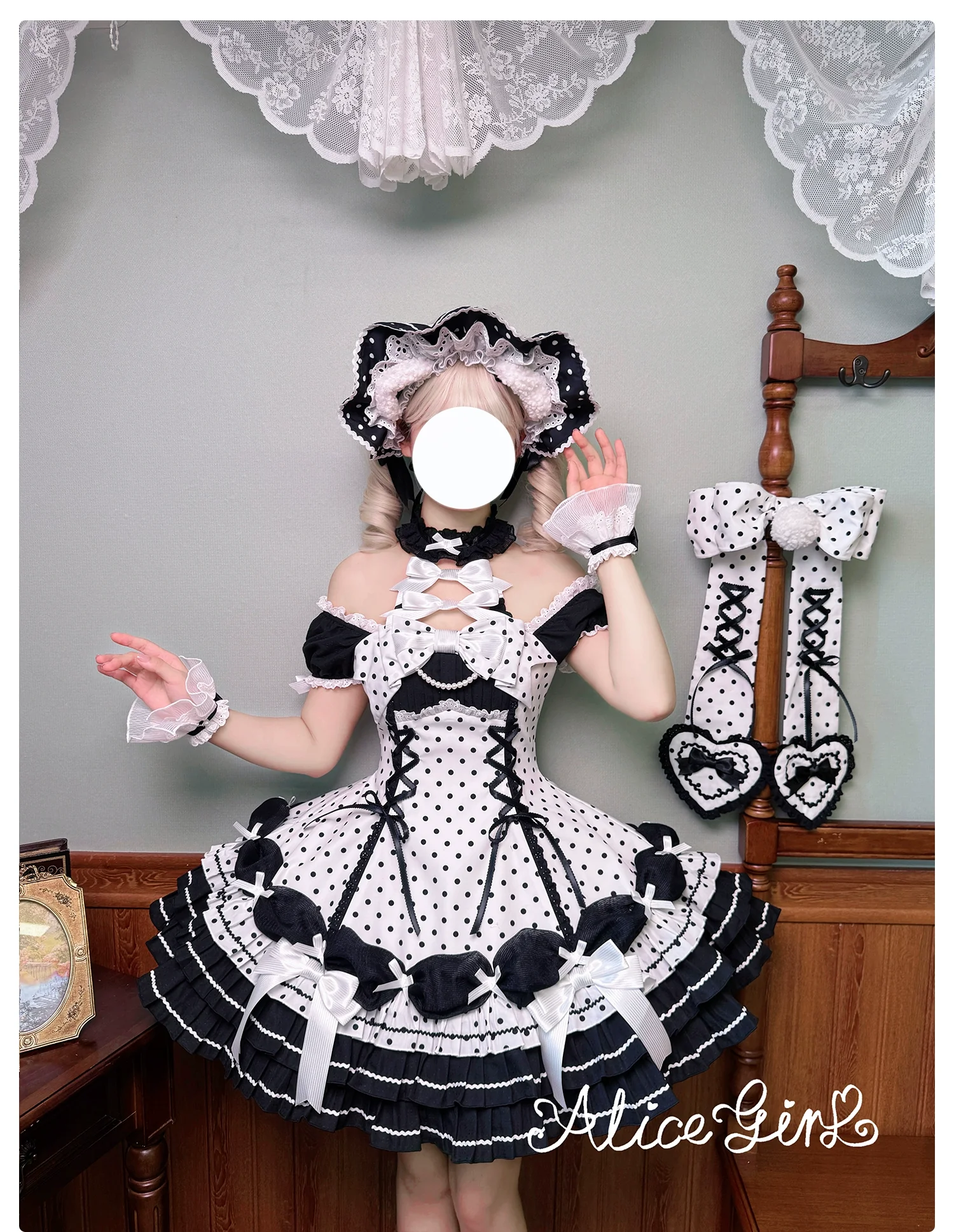 Alice Girl - Old School Polka Dots - Halter Neck Sweet Lolita OP Dress - Image 3