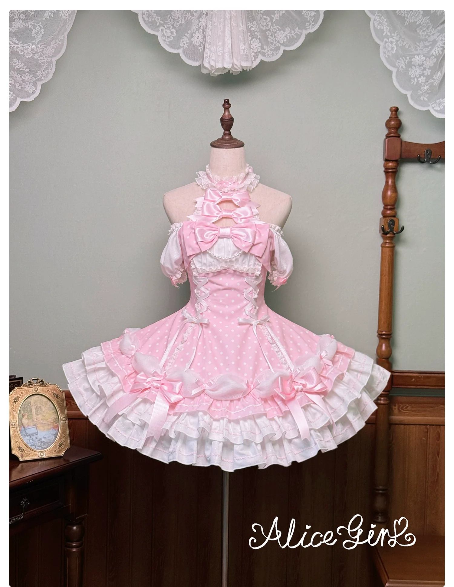 Alice Girl - Old School Polka Dots - Halter Neck Sweet Lolita OP Dress - Image 44