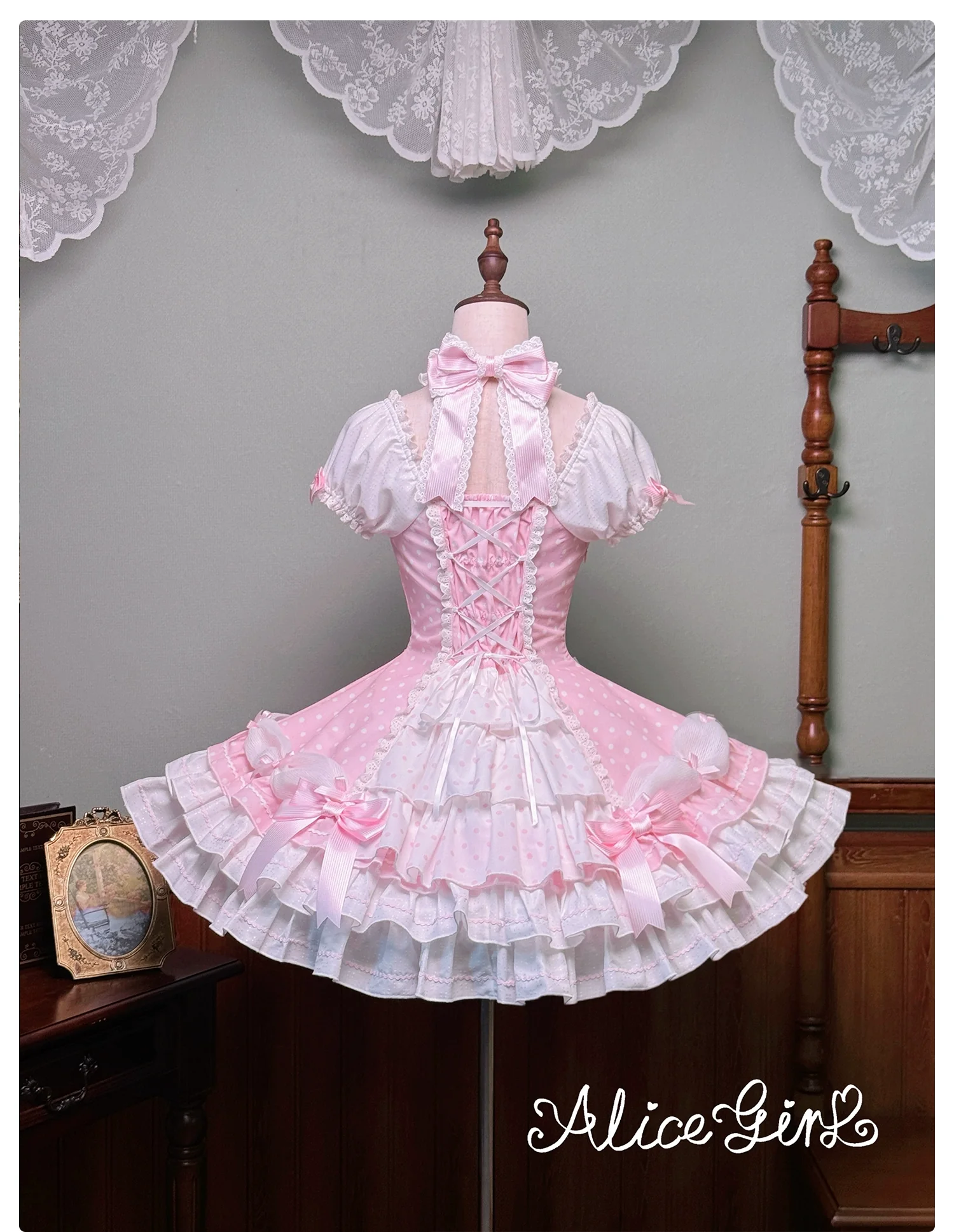 Alice Girl - Old School Polka Dots - Halter Neck Sweet Lolita OP Dress - Image 46