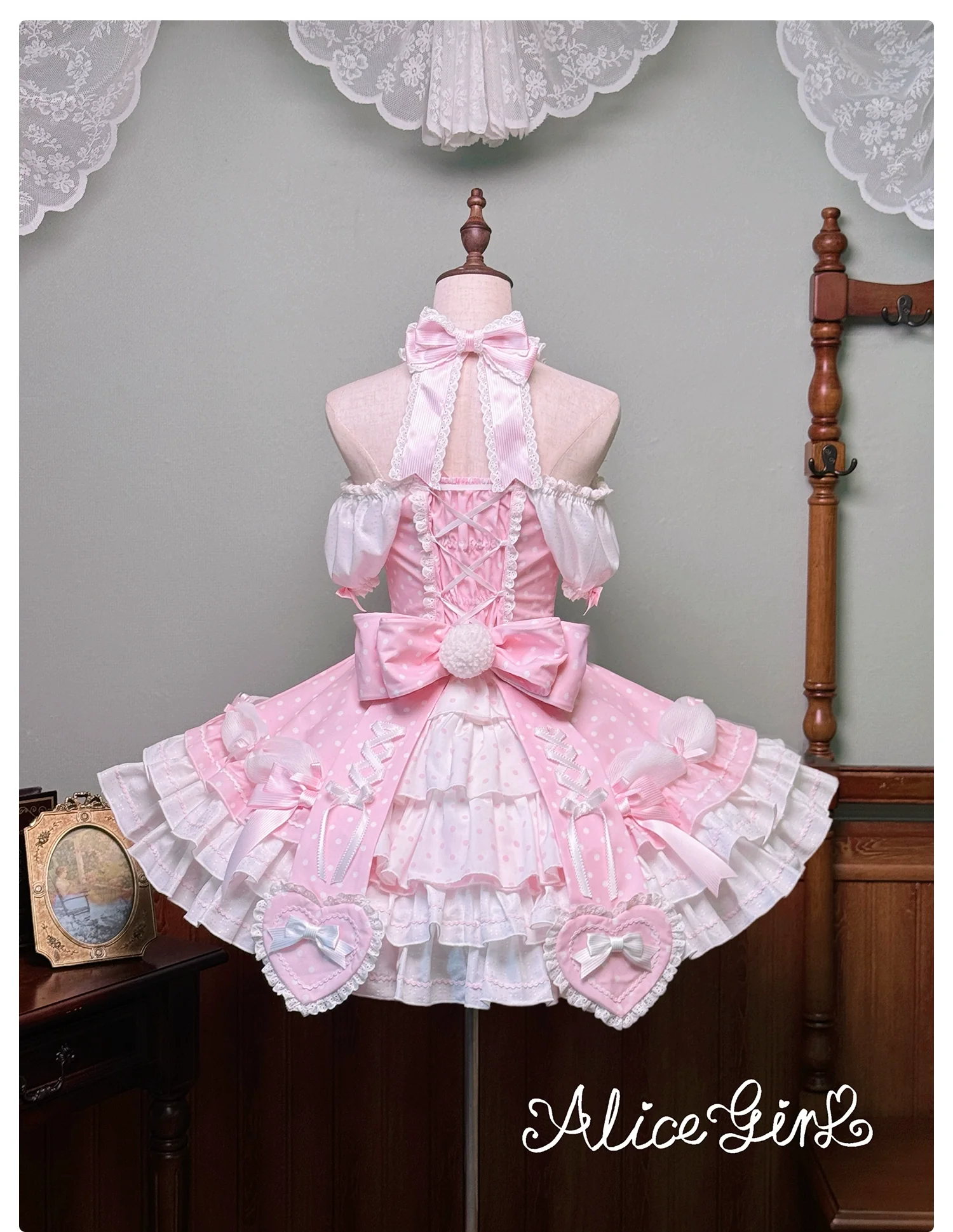 Alice Girl - Old School Polka Dots - Halter Neck Sweet Lolita OP Dress - Image 49