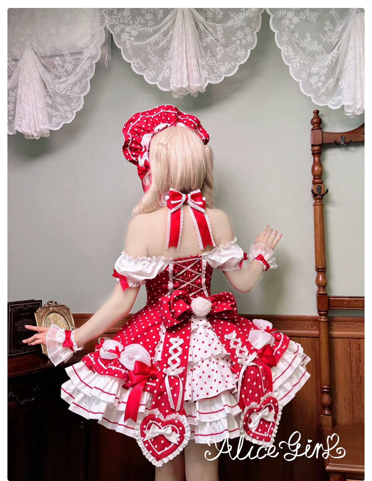 Alice Girl - Old School Polka Dots - Halter Neck Sweet Lolita OP Dress - Image 5