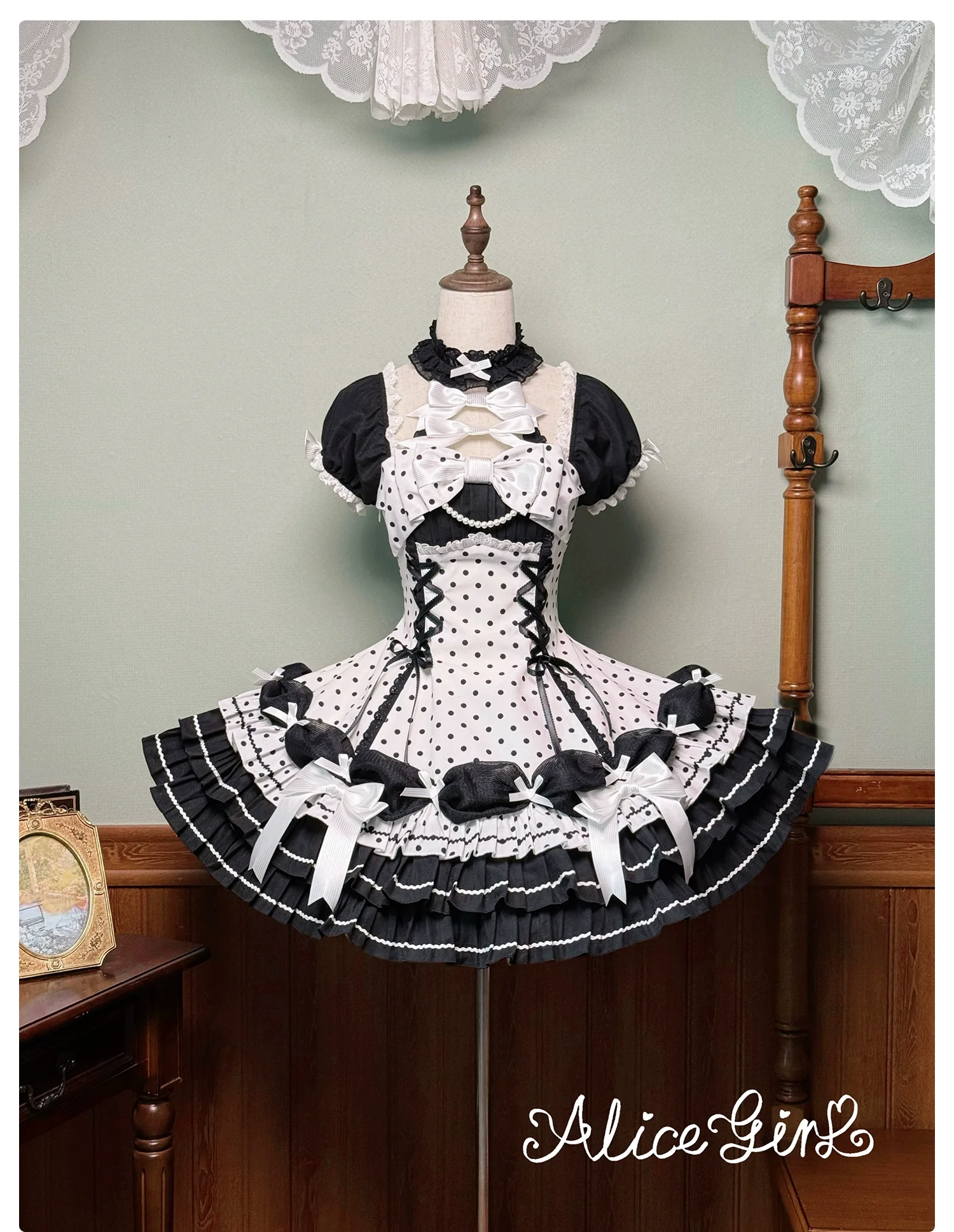 Alice Girl - Old School Polka Dots - Halter Neck Sweet Lolita OP Dress - Image 61
