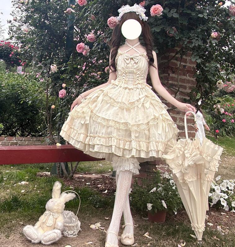 Miss Pearl - Halter Neck Sweet Lolita JSK Dress, Tiered Skirt - Image 12