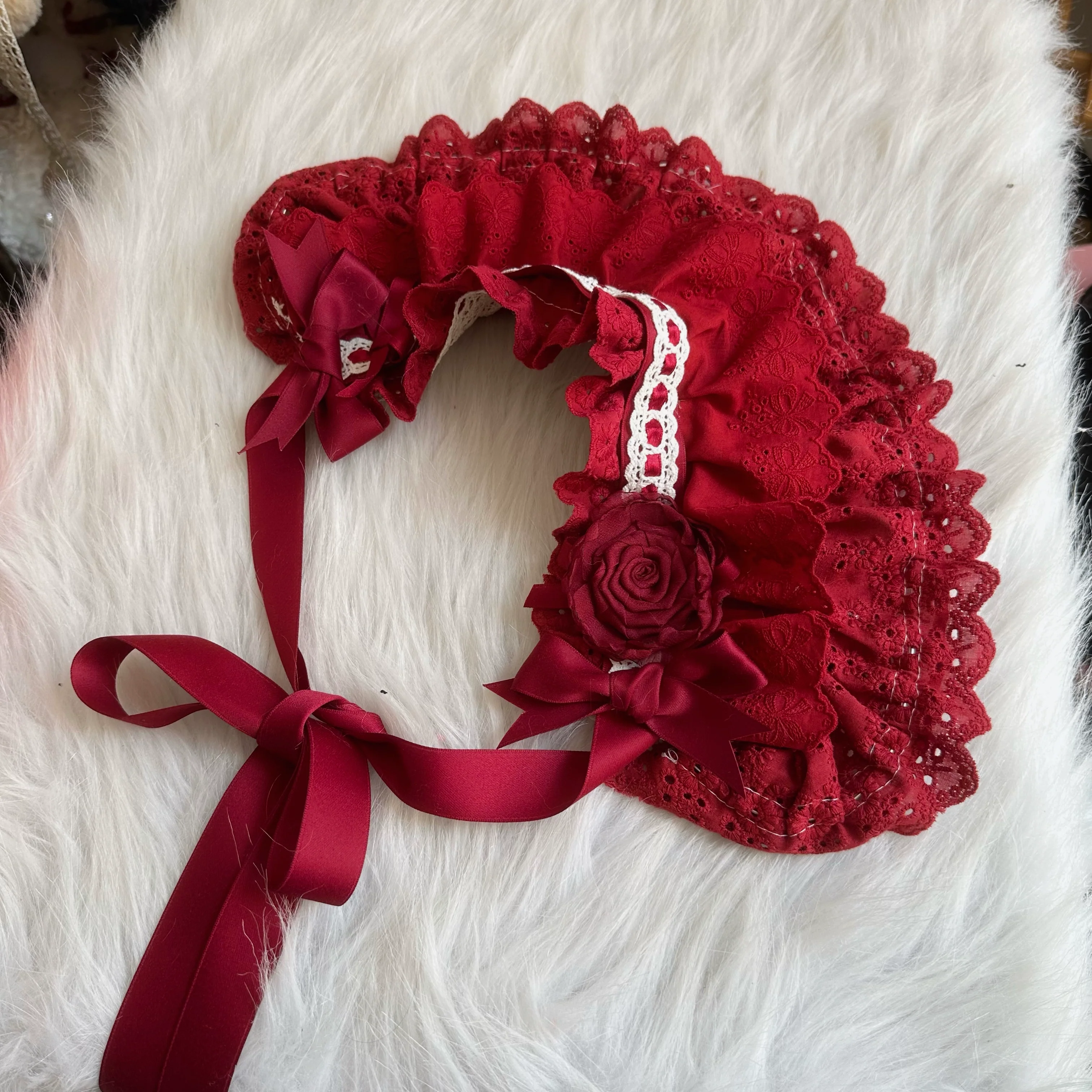 Handmade Cotton Lolita Bonnet Rose Elements BNT - Image 13