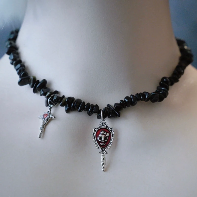 Strange Sugar - Handmade Gothic Lolita Choker, Multiple Pendant - Image 12