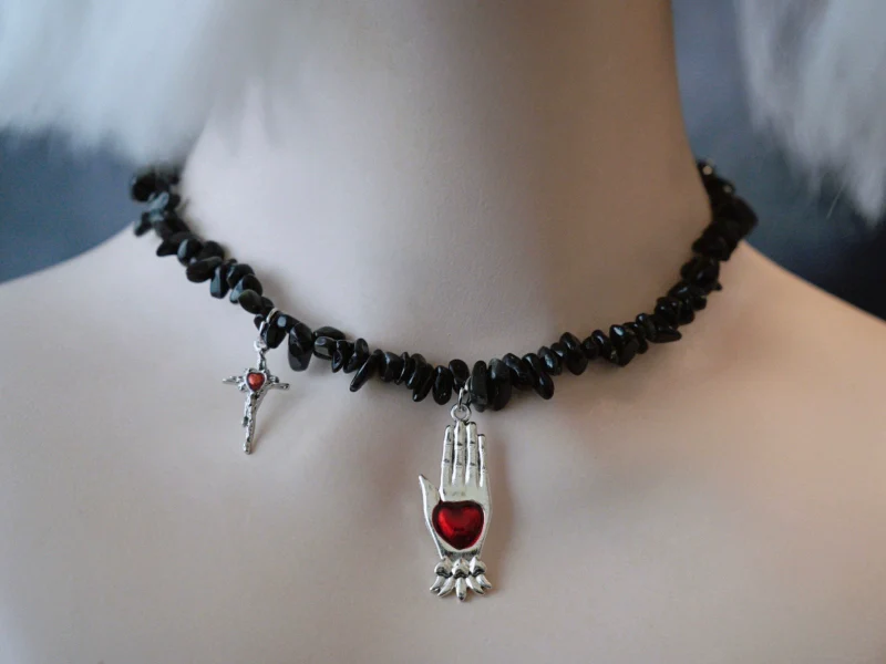 Strange Sugar - Handmade Gothic Lolita Choker, Multiple Pendant - Image 13