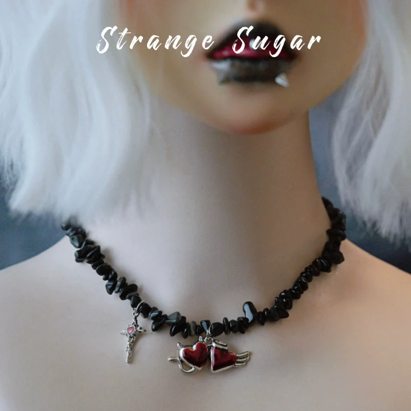 Strange Sugar - Handmade Gothic Lolita Choker, Multiple Pendant - Image 14