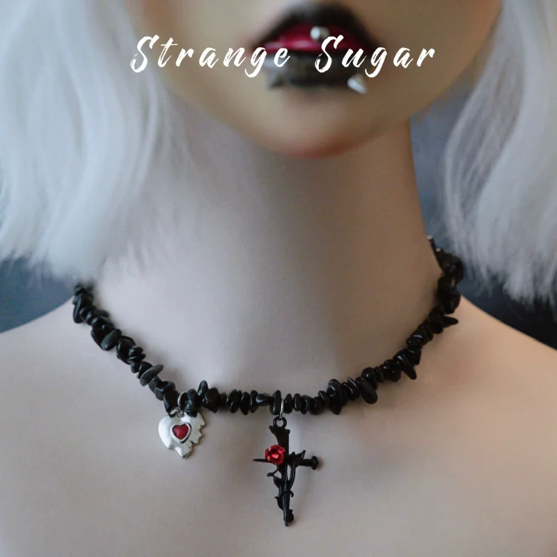 Strange Sugar - Handmade Gothic Lolita Choker, Multiple Pendant - Image 19
