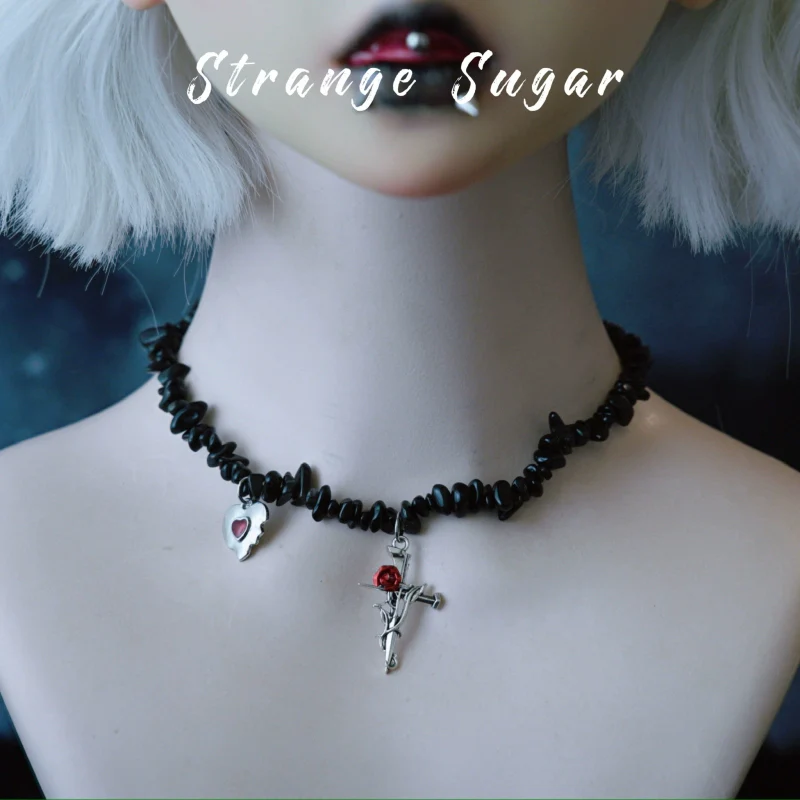 Strange Sugar - Handmade Gothic Lolita Choker, Multiple Pendant - Image 8