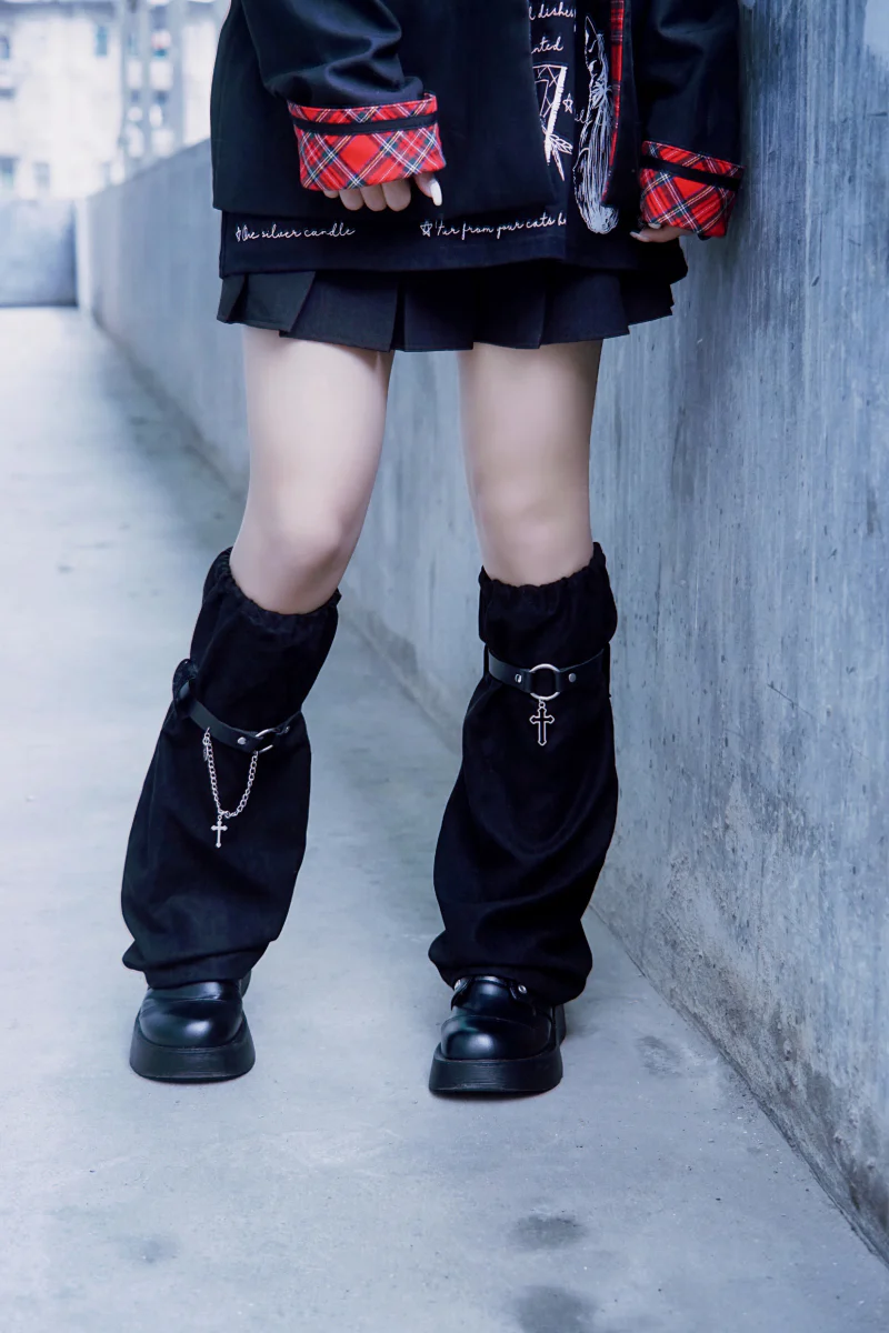 Strange Sugar - Handmade Suede Leather Buckle Gothic Leg Cover - Image 7