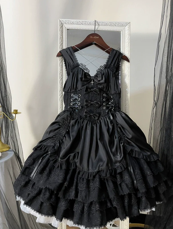 Hanguliang - Cross Medal - Dark Gothic Lolita JSK and Bolero - Image 3