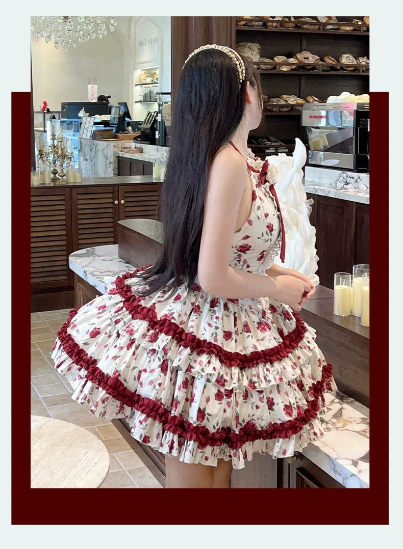 Diamond Honey Lolita - Heart Rose - Vintage Lolita Jumper Dress Retro Rose Lolita JSK - Image 15