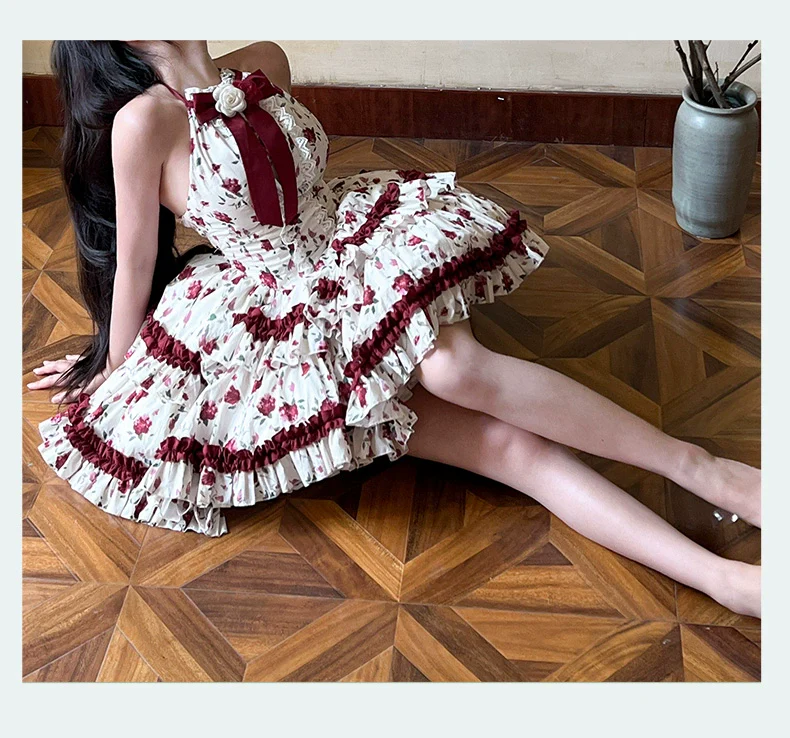 Diamond Honey Lolita - Heart Rose - Vintage Lolita Jumper Dress Retro Rose Lolita JSK - Image 16