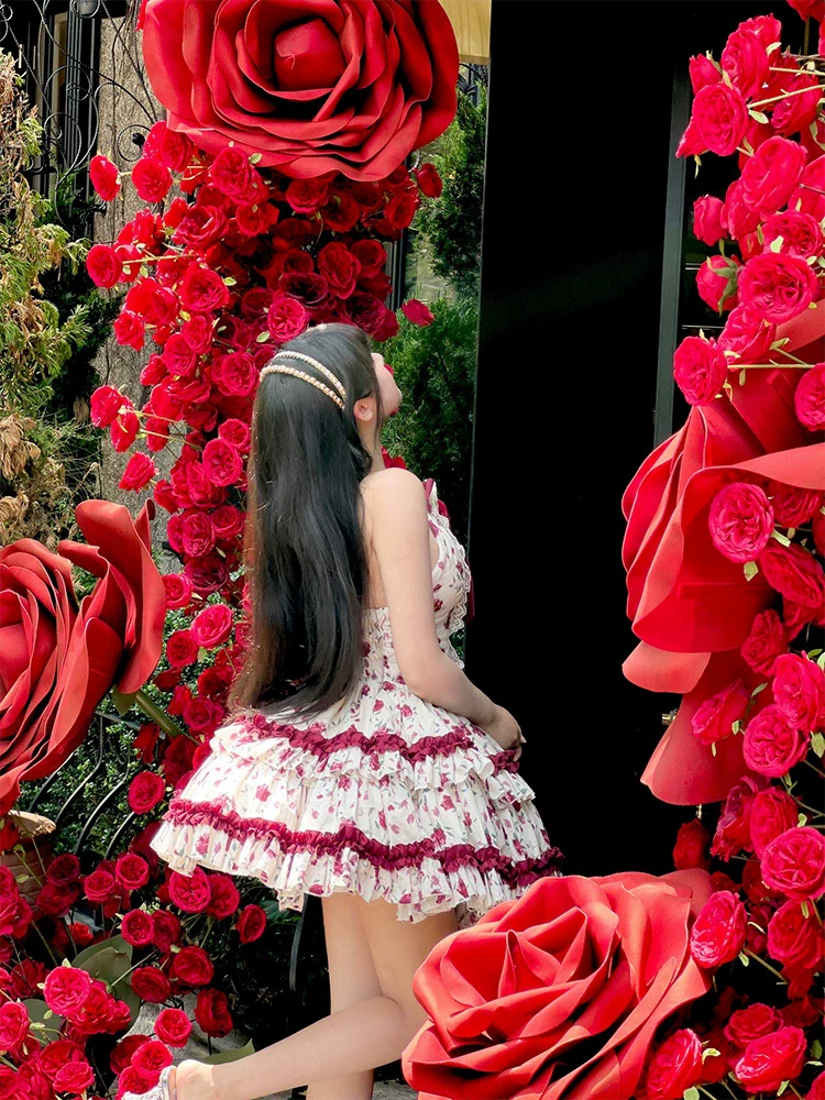 Diamond Honey Lolita - Heart Rose - Vintage Lolita Jumper Dress Retro Rose Lolita JSK - Image 18