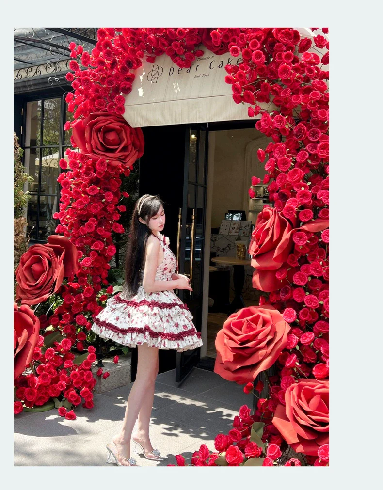 Diamond Honey Lolita - Heart Rose - Vintage Lolita Jumper Dress Retro Rose Lolita JSK - Image 19