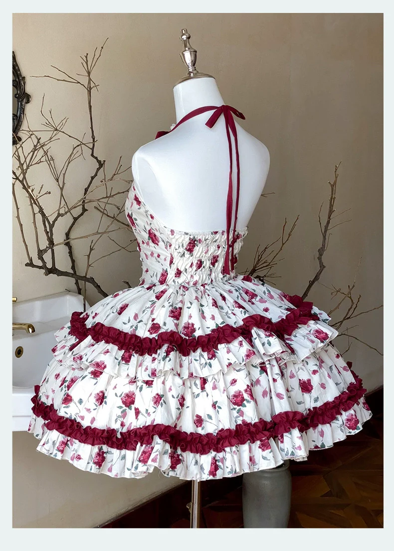 Diamond Honey Lolita - Heart Rose - Vintage Lolita Jumper Dress Retro Rose Lolita JSK - Image 4