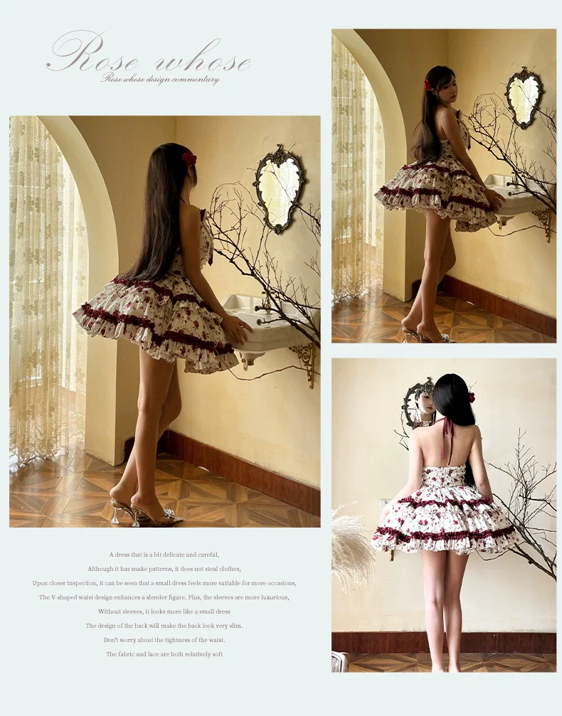 Diamond Honey Lolita - Heart Rose - Vintage Lolita Jumper Dress Retro Rose Lolita JSK - Image 6