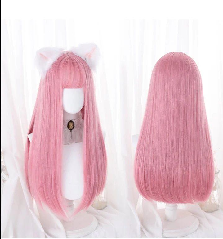 Hengji - 69cm Pink Straight Lolita Wig - Image 3